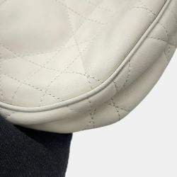 Pre Owned Dior Macrocannage Cd Lounge Hobo Bag Latte White Lambskin