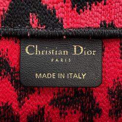 Pre Owned Dior Book Tote Leopard Pink/Black Canvas Size Medium