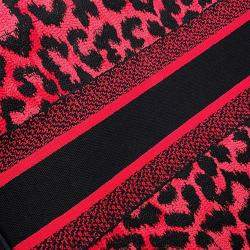Pre Owned Dior Book Tote Leopard Pink/Black Canvas Size Medium