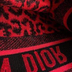 Pre Owned Dior Book Tote Leopard Pink/Black Canvas Size Medium