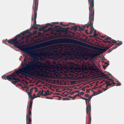 Pre Owned Dior Book Tote Leopard Pink/Black Canvas Size Medium