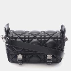 مملوكة مسبقًا Christian Dior Dior Camp Small Macrocannage Shoulder Bag Leather Black