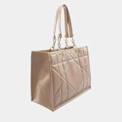 Pre Owned Christian Dior Dior Essential Medium Archi Cannage Tote Bag Leather Beige