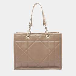 Pre Owned Christian Dior Dior Essential Medium Archi Cannage Tote Bag Leather Beige