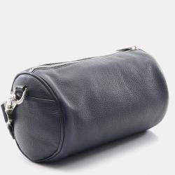 Pre Owned Christian Dior Dior Atelier Roller Shoulder Bag Leather Navy