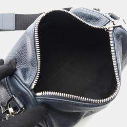 Pre Owned Christian Dior Dior Atelier Roller Shoulder Bag Leather Navy