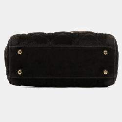 Pre Owned Dior Black Mini Velvet Cannage Lady Dior