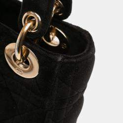 Pre Owned Dior Black Mini Velvet Cannage Lady Dior