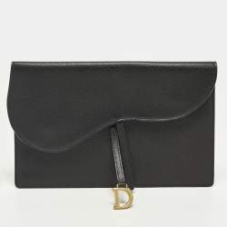 مملوكة مسبقًا Dior Saddle Medium Black Leather Pouch