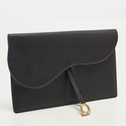 مملوكة مسبقًا Dior Saddle Medium Black Leather Pouch