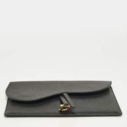 مملوكة مسبقًا Dior Saddle Medium Black Leather Pouch
