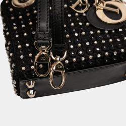 Pre Owned Dior Black Micro Satin Crystal Embellished Lady Dior