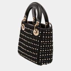 Pre Owned Dior Black Micro Satin Crystal Embellished Lady Dior