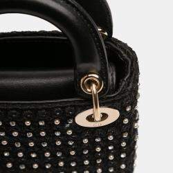 Pre Owned Dior Black Micro Satin Crystal Embellished Lady Dior