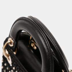 Pre Owned Dior Black Micro Satin Crystal Embellished Lady Dior