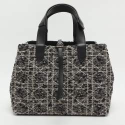 مملوكة مسبقًا Dior Toujours Medium Black/Gold Leather and Tweed Tote