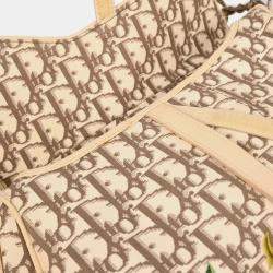 Pre Owned Christian Dior Off-white Embroidered Trotter Saddle Handbag