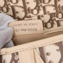 Pre Owned Christian Dior Off-white Embroidered Trotter Saddle Handbag