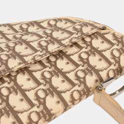 Pre Owned Christian Dior Off-white Embroidered Trotter Saddle Handbag