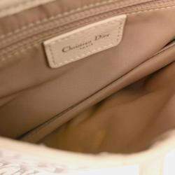 Pre Owned Christian Dior Off-white Embroidered Trotter Saddle Handbag