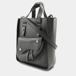 مملوكة مسبقًا Dior Black Mini Grained Calfskin Saddle Tote