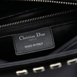 مملوكة مسبقًا Dior Black Medium Lambskin Studded Crystal Pearl Lady Dior