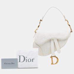 Pre Owned حقيبة ديور سادل صغيرة كانفاس أبيض أوبليك