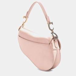 مملوكة مسبقًا Dior Pink Mini Satin Crystal Embellished Saddle Bag