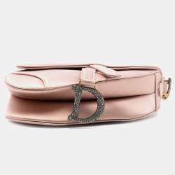 مملوكة مسبقًا Dior Pink Mini Satin Crystal Embellished Saddle Bag