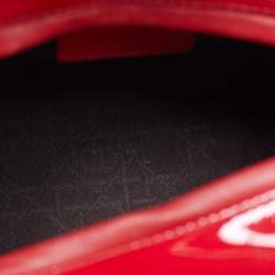 مملوكة مسبقًا Dior Lady Dior Medium Red Cannage Patent Leather Tote