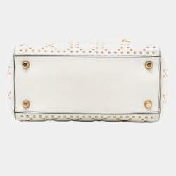 مملوكة مسبقًا Dior White Medium Lambskin Cannage Studded Supple Lady Dior