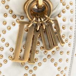 مملوكة مسبقًا Dior White Medium Lambskin Cannage Studded Supple Lady Dior