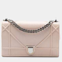 Pre Owned Dior Pink Medium Grained Calfskin Diorama Flap