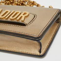 Pre Owned حقيبة كتف ديور جادور سلسلة رفراف جلد صغيرة سوداء