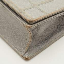 مملوكة مسبقًا حقيبة كتف ديور ديوراما طية جلد رمادي صغيرة