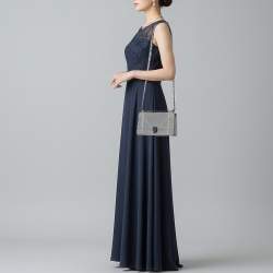 مملوكة مسبقًا حقيبة كتف ديور ديوراما طية جلد رمادي صغيرة