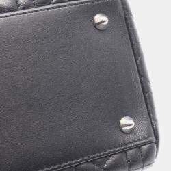 Pre Owned Christian Dior Dior Lady Cannage Handbag Leather Black