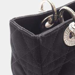 Pre Owned Christian Dior Dior Lady Cannage Handbag Fabric Black