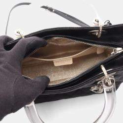 Pre Owned Christian Dior Dior Lady Cannage Handbag Fabric Black