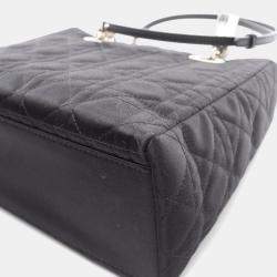 Pre Owned Christian Dior Dior Lady Cannage Handbag Fabric Black