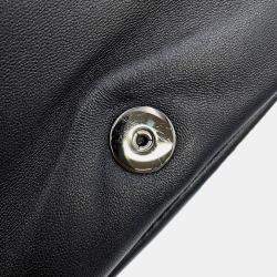 Pre Owned Dior Caro Pouch Macrocannage Chain shoulder Bag Black Lambskin