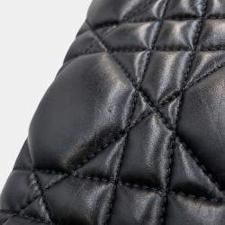Pre Owned Dior Caro Pouch Macrocannage Chain shoulder Bag Black Lambskin