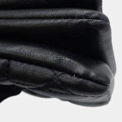 Pre Owned Dior Caro Pouch Macrocannage Chain shoulder Bag Black Lambskin