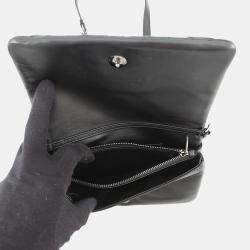 Pre Owned Dior Caro Pouch Macrocannage Chain shoulder Bag Black Lambskin