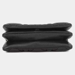 Pre Owned Dior Caro Pouch Macrocannage Chain shoulder Bag Black Lambskin