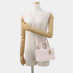 Pre Owned Dior Macrocannage Book Tote 2Way Powder Pink Calf Leather Size Mini