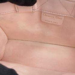 Pre Owned Dior Macrocannage Book Tote 2Way Powder Pink Calf Leather Size Mini
