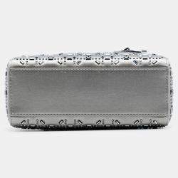 Pre Owned Mini Satin Cannage Strass Crystal Embellished Lady Dior