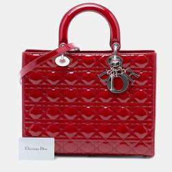 Pre Owned حقيبة ديور ليدي ديور ديور حمراء كبيرة براءة كاناج