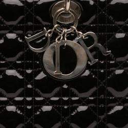 مملوكة مسبقًا حقيبة ديور ليدي ديور "كاناج باتنت" أسود كبير